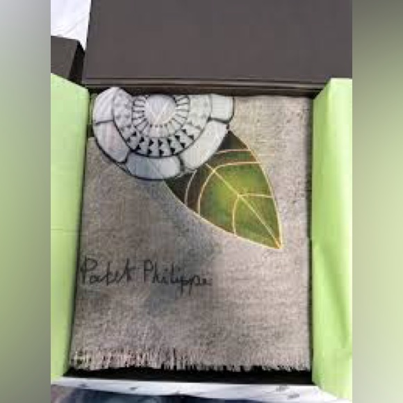 Patek Philippe  100 Cashmere Scarf Green Beige Brown  Gray Design